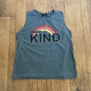 SheShow “Choose Kind” Graphic Tank Top XL Gray Rainbow Sleeveless Tee
